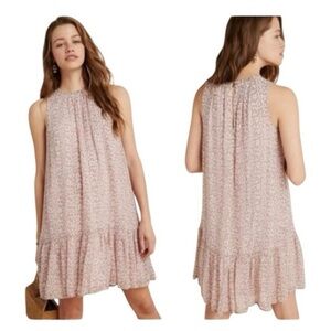 Anthropologie Baby Pink Floral Midi Dress